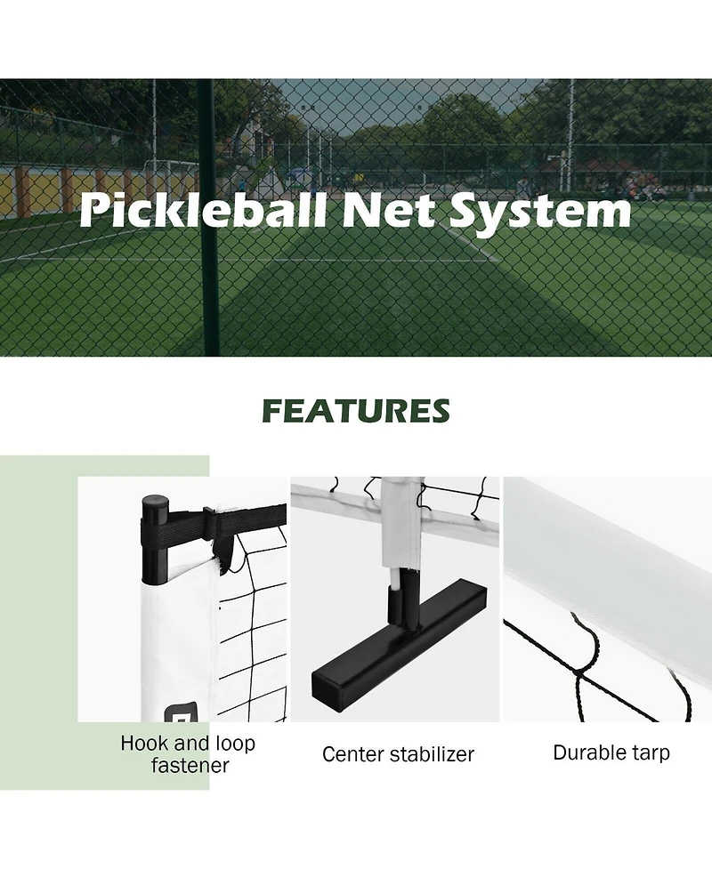Skonyon 22 Feet Portable Pickleball Net Set System with Carry Bag for Indoor Outdoor Game