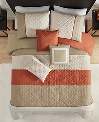 Madison Park Jenson 7-Pc. Color Block Stripe Comforter Set, Queen