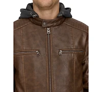 Levi's Men's Faux-Leather Hooded Zip Jacket