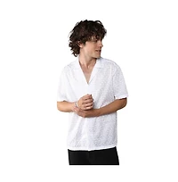 Men's Chalk White Embroidered Circular Shirt
