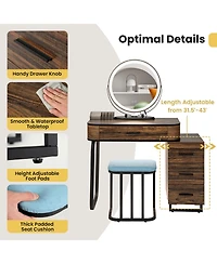Sugift Vanity Table Set with 3-Color Lighted Mirror and Charging Station