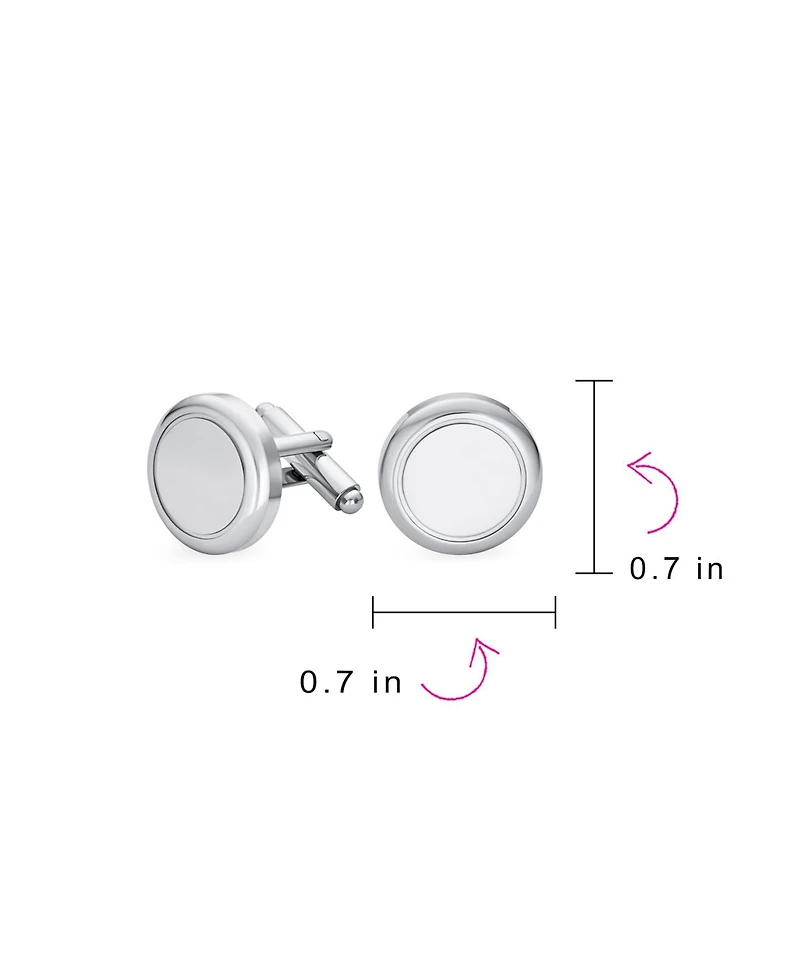 Bling Jewelry Classic Monogram Initial Solid Round Circle Stainless Steel Shirt Cufflinks Cuff Links Executive Gift Hinge Bullet Back