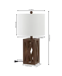 Jonathan Y Stewart 21.5" Farmhouse Wood Led Table Lamp, Black (Set of 2)