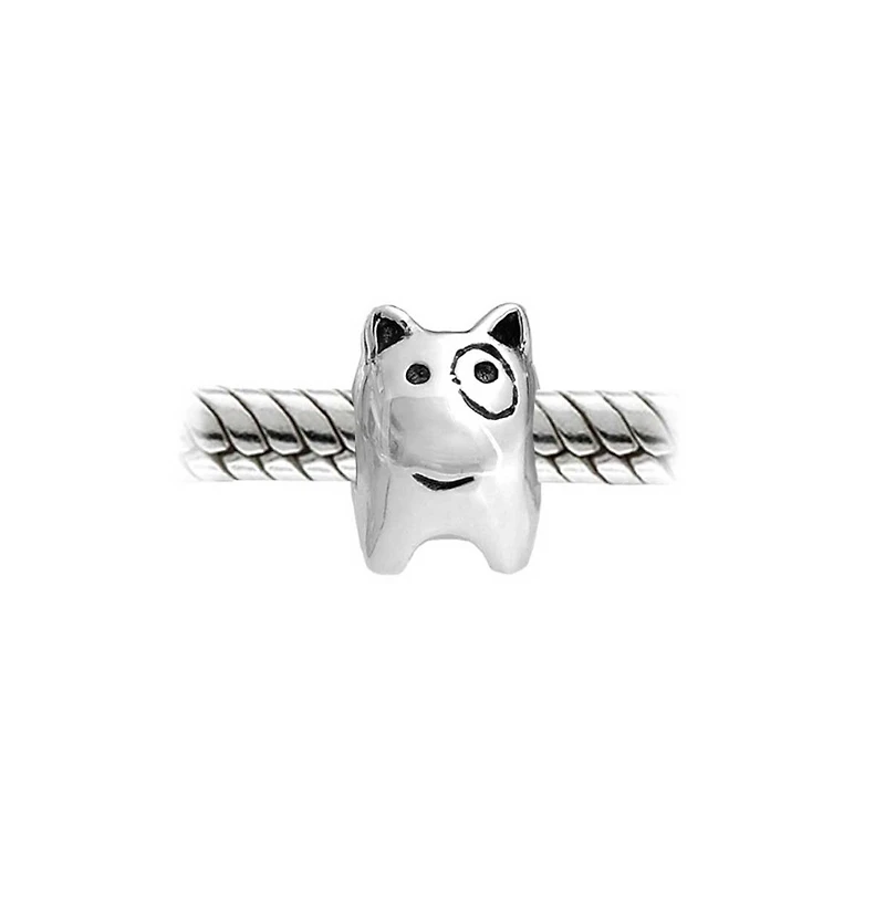 Bling Jewelry Small Puppy Pet Animal Lover Bff Spot Dog Charm Bead Oxidized Sterling Silver Fits European Bracelet