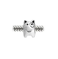 Bling Jewelry Small Puppy Pet Animal Lover Bff Spot Dog Charm Bead Oxidized Sterling Silver Fits European Bracelet