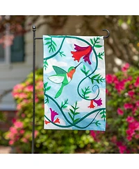 Evergreen Hummingbird Linen Garden Flag