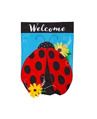 Evergreen Ladybug Welcome Linen Garden Flag