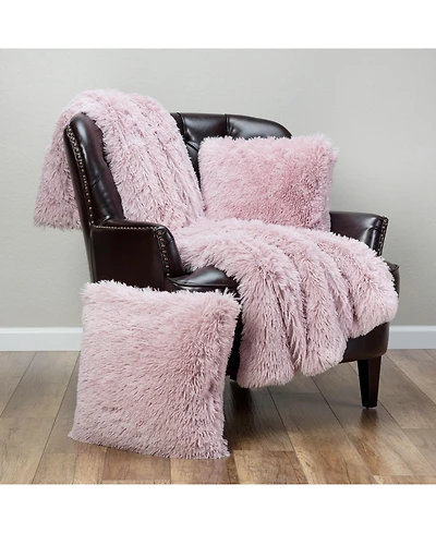 Chanasya Premium Throw Blanket & Pillow Cover - Long Faux Fur Fuzzy Sherpa Throw (50" x 65”) & 2 Pillow Covers (18" x 18”)