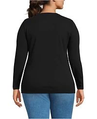 Lands' End Women's Plus Long Sleeve Micro Rib T-Shirt