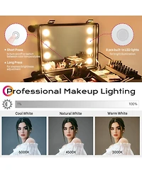 Byootique Rolling Makeup Case 24 Inch Led Lighted Mirror Cosmetic Travel Trolley