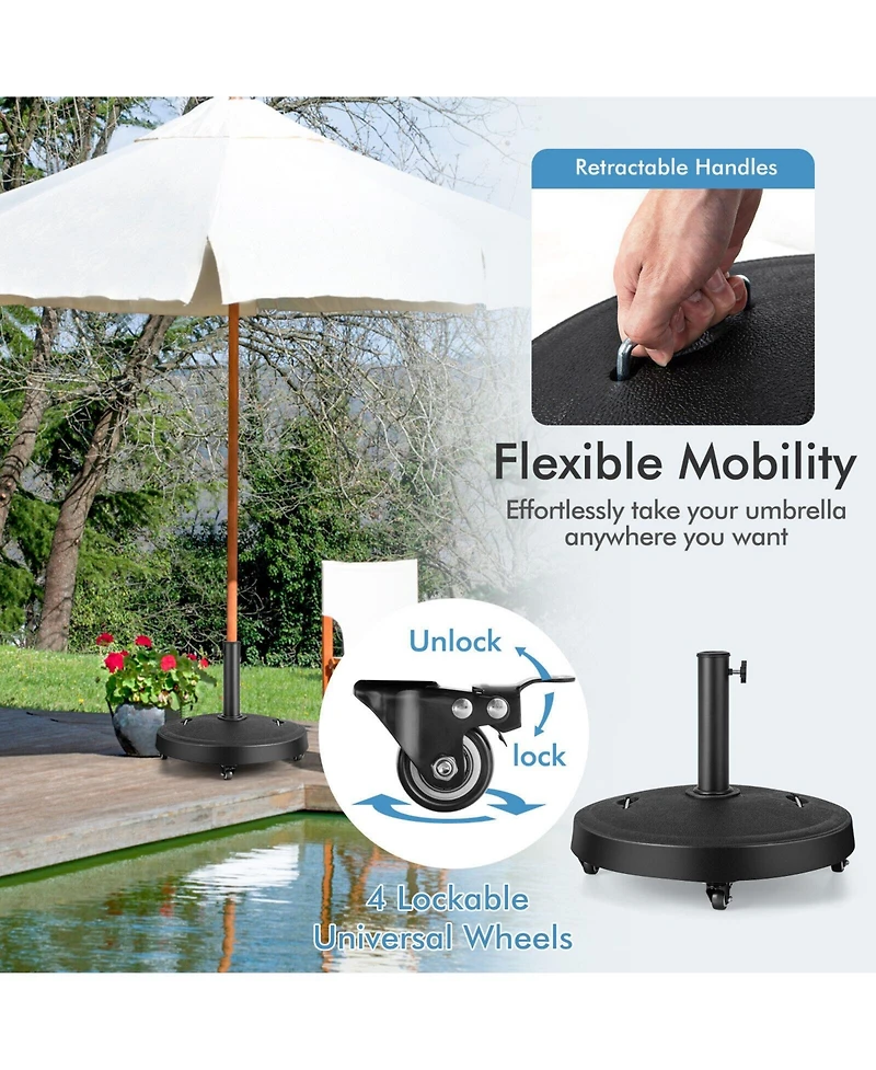 Skonyon 51LBS 20.5Inch Outdoor Umbrella Base with Wheels and Handles