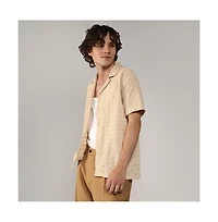 Men's Beige Embroidered Flora Shirt