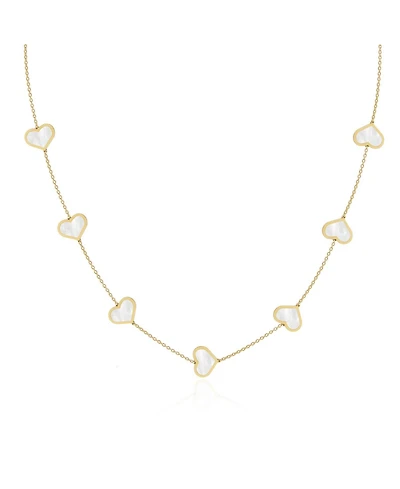 The Lovery Large Mother of Pearl Heart Station Necklace 14K Gold