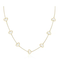The Lovery Large Mother of Pearl Heart Station Necklace 14K Gold
