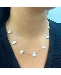 The Lovery Large Mother of Pearl Heart Station Necklace 14K Gold