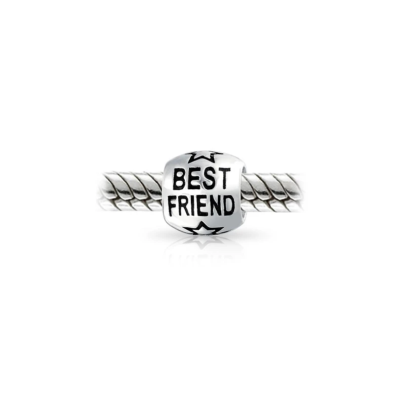 Bling Jewelry Word Best Friend Star Bff Charm Barrel Bead Oxidized Sterling Silver Fits European Bracelet