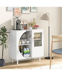 Skonyon Kitchen Sideboard with Glasses Holder for Living Room Dining Room-White