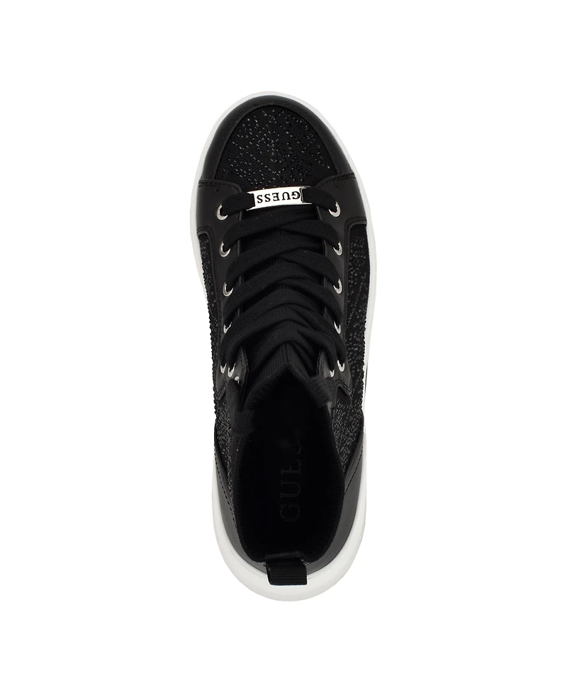 Guess Women's Mannen Knit Hi-Top Lace-Up Fashion Sneakers
