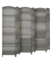 Homcom 6 Panel Room Divider Hand-Woven Freesding Partition,