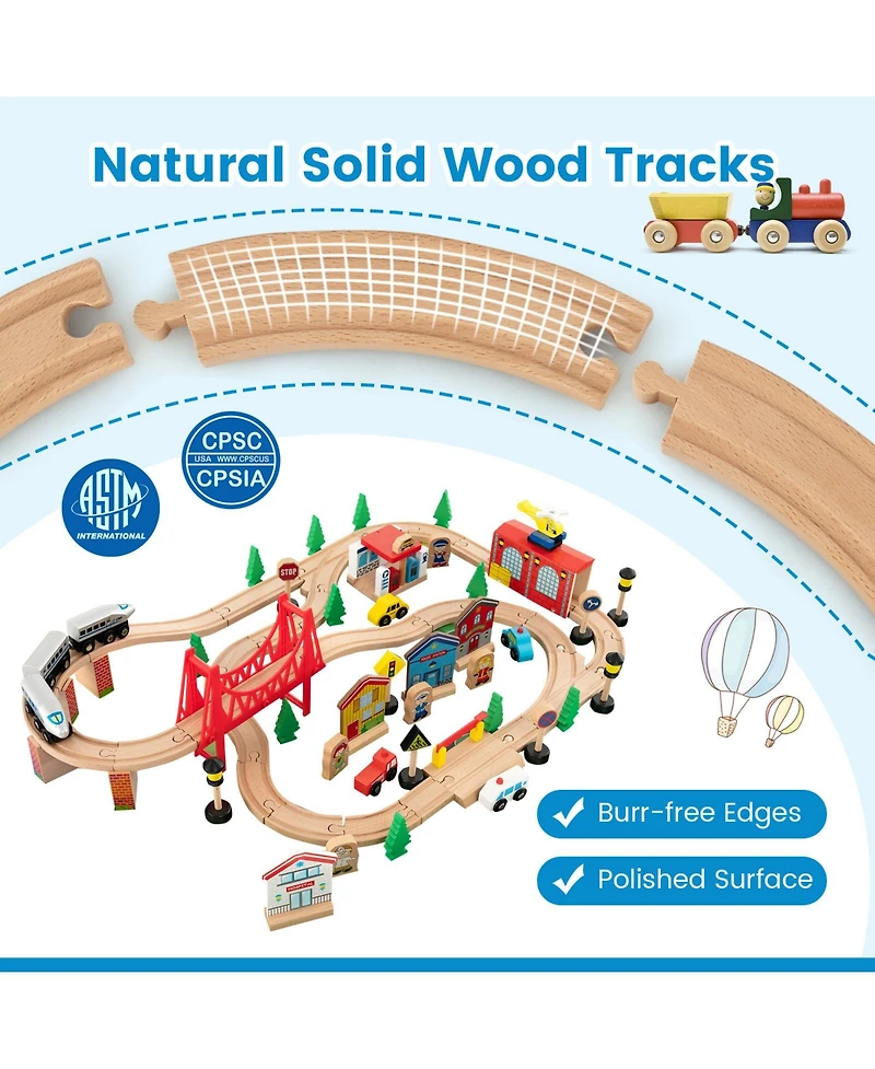 80-Piece Wooden Train Set and Table