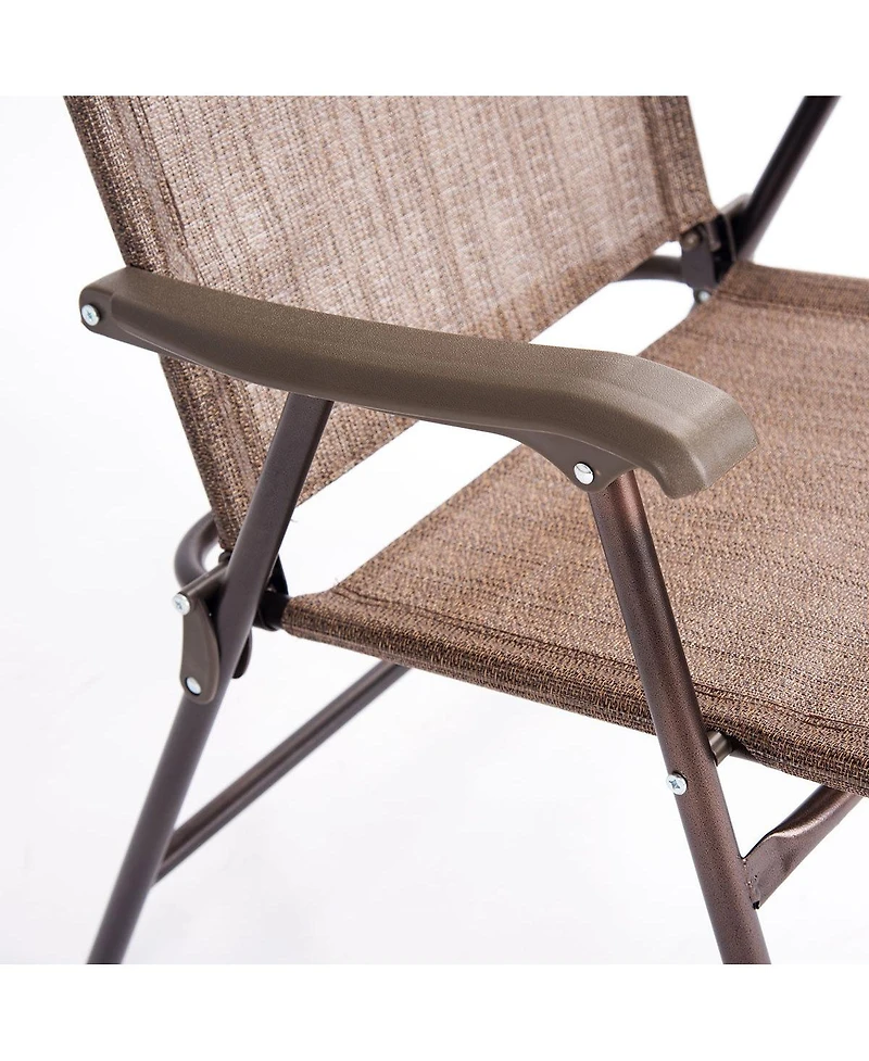 Costway Set of 2 Patio Folding Sling Back Chairs Camping Deck Garden