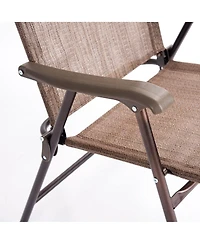 Costway Set of 2 Patio Folding Sling Back Chairs Camping Deck Garden