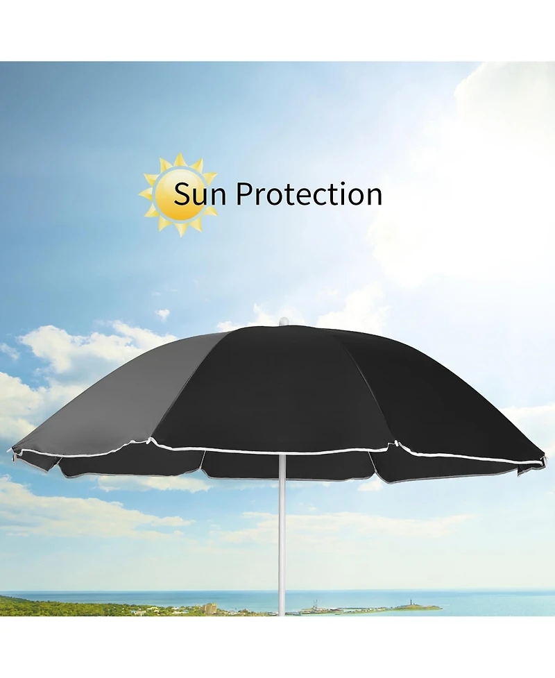 Costway Folding Picnic Double Chair W/Umbrella Table Cooler Beach