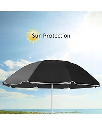 Costway Folding Picnic Double Chair W/Umbrella Table Cooler Beach