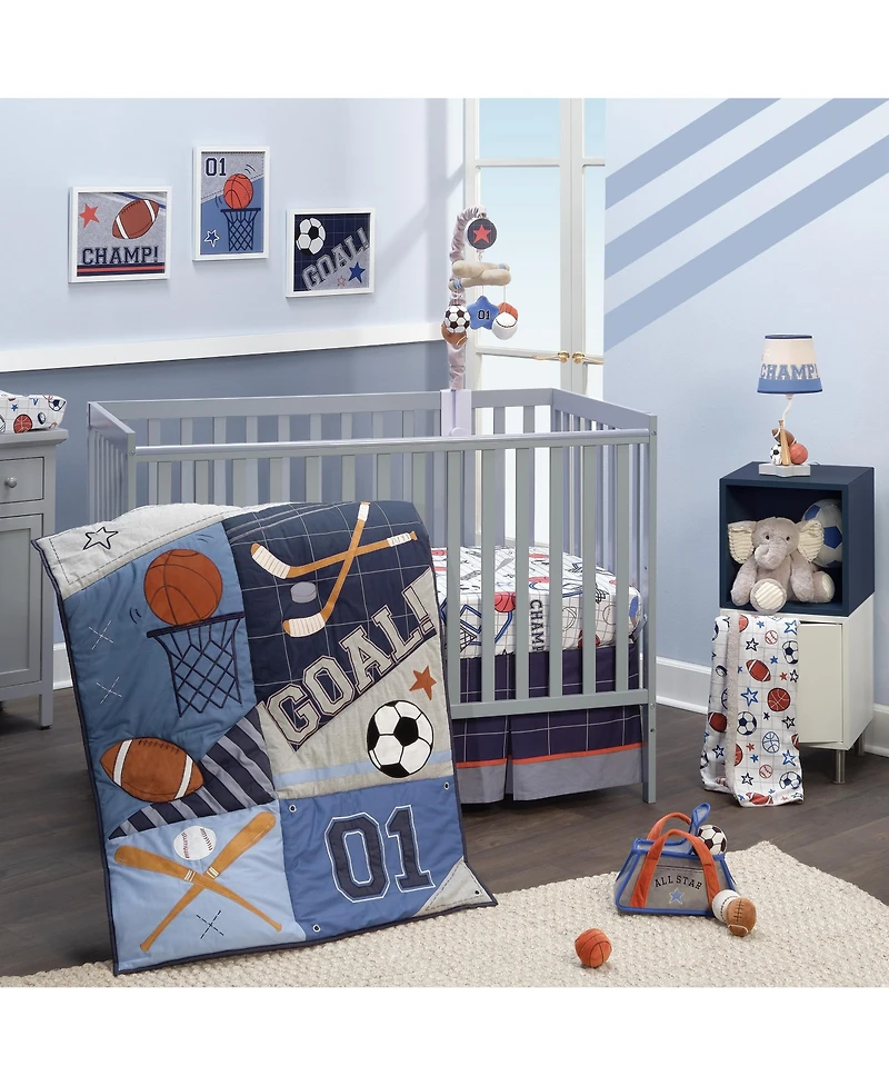 Lambs & Ivy Baby Sports Interactive Plush Toy Set - Football/Basketball/Baseball