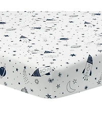 Lambs & Ivy Sky Rocket 5-Piece Blue Galaxy/Space Nursery Baby Crib Bedding Set