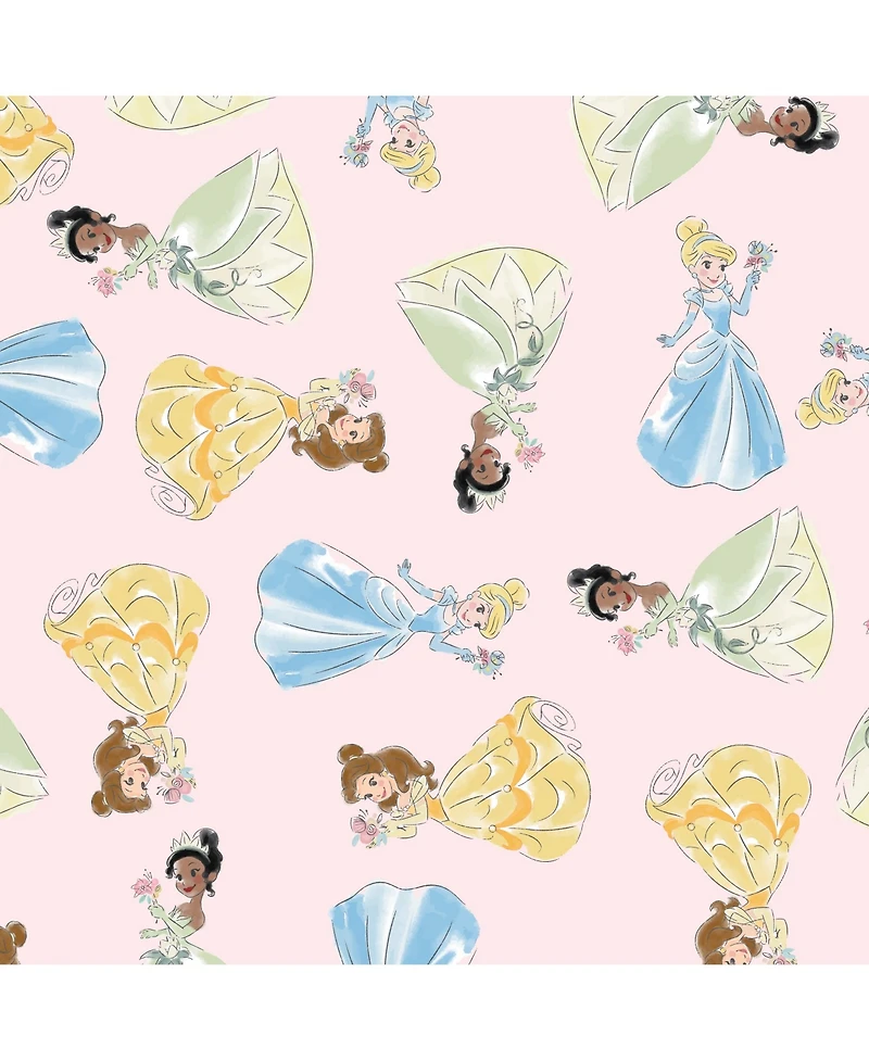 Lambs & Ivy Disney Princesses Pink Fitted Crib Sheet - Belle/Tiana/Cinderella