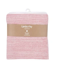 Lambs & Ivy Signature Pink/White 100% Cotton Marl Textured Knit Baby Blanket