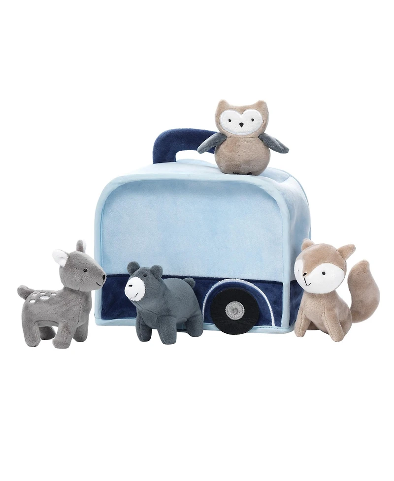 Lambs Ivy Interactive Blue Camper/Rv Plush with Stuffed Animal Toys