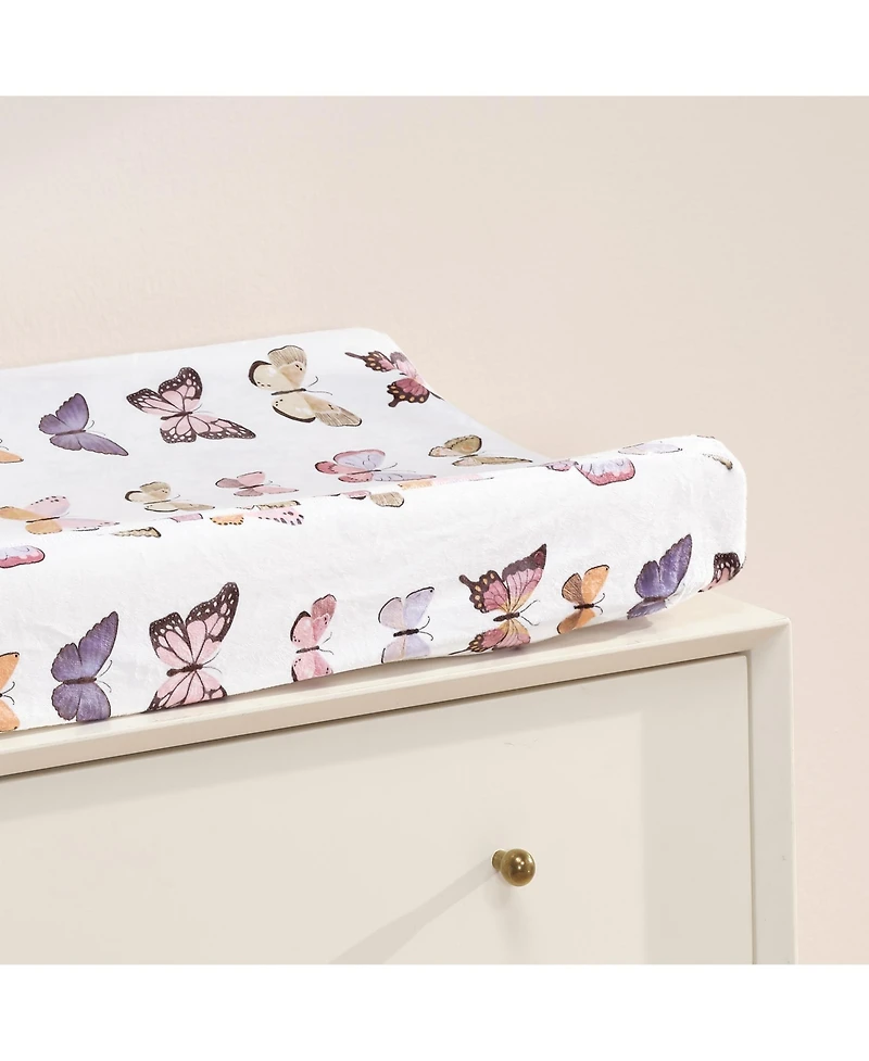 Lambs & Ivy Butterfly Dreams Soft/Cozy Fleece Changing Pad Cover - White