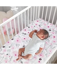 Bedtime Originals Blossom Pink Watercolor Floral 3-Piece Baby Crib Bedding Set