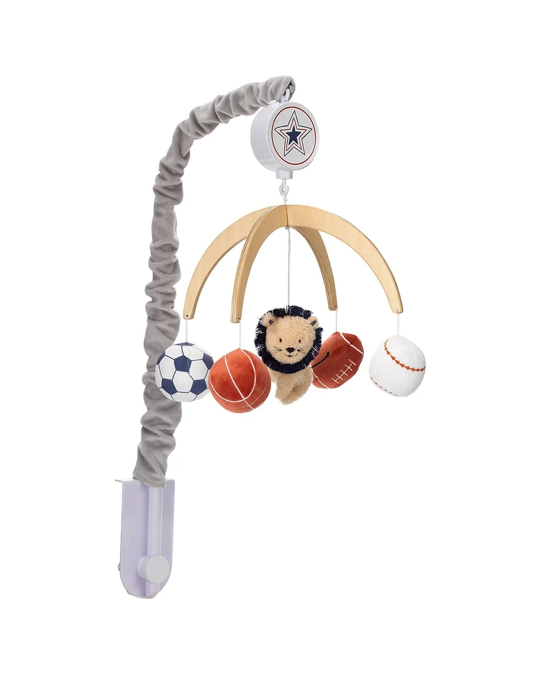 Lambs & Ivy Hall of Fame Lion/Sports Balls Musical Baby Crib Mobile Soother Toy