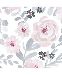 Bedtime Originals Blossom Pink/Gray Watercolor Floral Baby Fitted Mini Crib Sheet