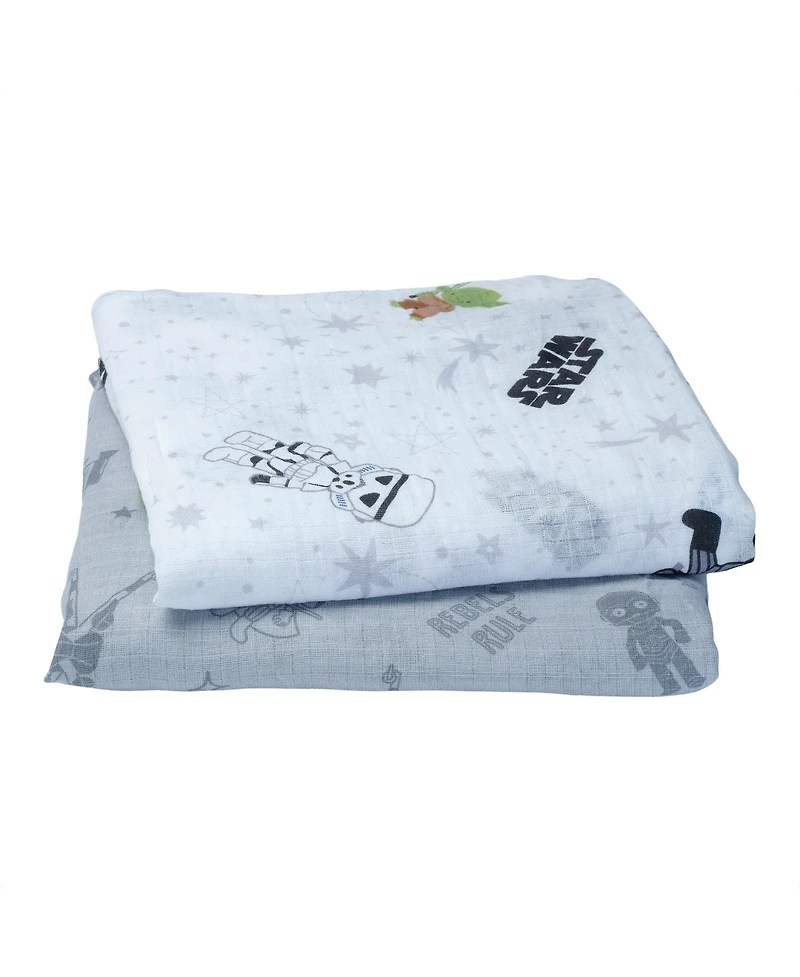Lambs & Ivy Star Wars 2-Pack Cotton Muslin Newborn Baby Swaddle Blankets