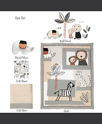 Lambs & Ivy Patchwork Jungle 5-Piece Nursery Baby Crib Bedding Set