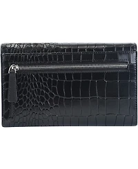 Mancini Women's Croco2 Rfid Secure Trifold Wallet