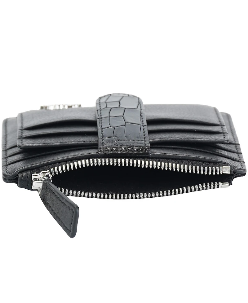 Mancini Women's Croco2 Rfid Secure Card Case Wallet