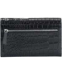 Mancini Women's Croco2 Rfid Secure Quad Fold Wallet