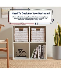 Ornavo Home Collapsible Paper Wicker 13 Inch Square Storage Cube Bin Basket - 2 Pack