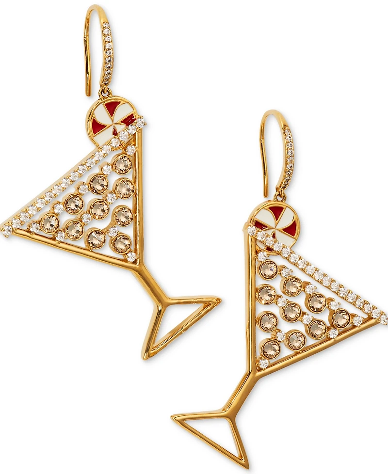 Ajoa By Nadri Gold-Tone Crystal Stone Peppermint Cosmo Drop Earrings