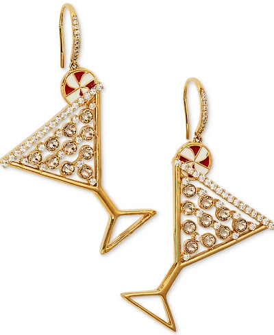 Ajoa By Nadri Gold-Tone Crystal Stone Peppermint Cosmo Drop Earrings