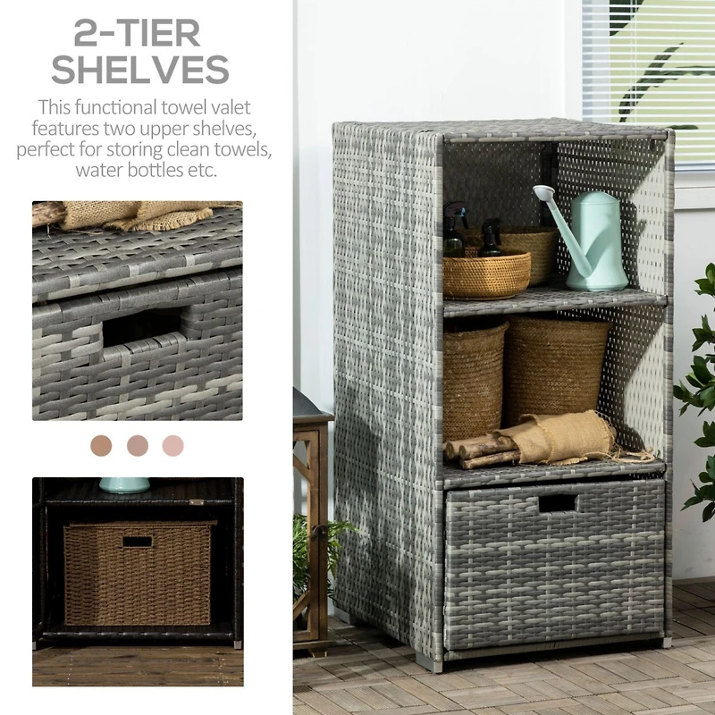 All-in-One Valet Pool Towel Rack with Storage