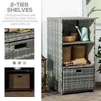 All-in-One Valet Pool Towel Rack with Storage