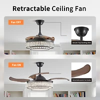Contemporary Led Retractable Ceiling Fan with Remote Control