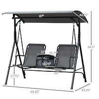 Streamdale Furniture Outdoor Canopy Swing with Table and Adjustable Shade