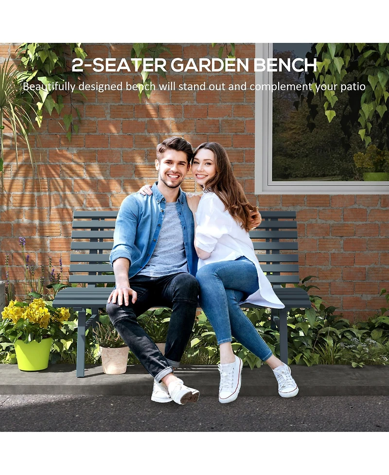 48" Blue Aluminum Outdoor Patio Bench